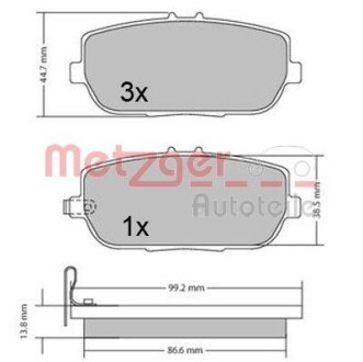 Тормозные колодки дисковые, комплект METZGER 1170617