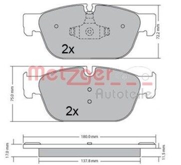 Тормозные колодки дисковые, комплект METZGER 1170619