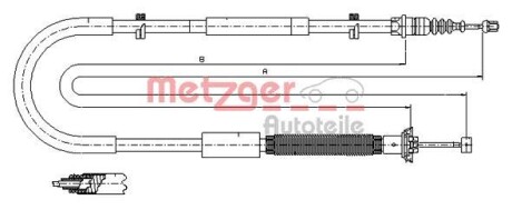 Трос ручника, левый METZGER 12.0703