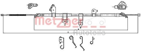 Трос ручника, левый METZGER 17.1566