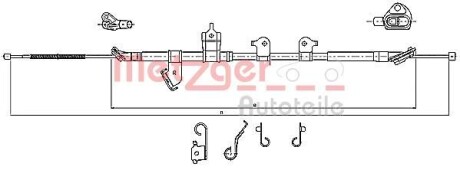 Трос ручника, правый METZGER 17.1567