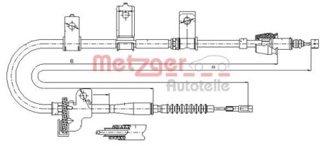 Трос ручника, правый METZGER 17.6020