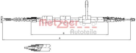 Трос ручника, правый METZGER 251.33