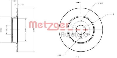 Тормозной диск передний невентилируемый METZGER 6110040