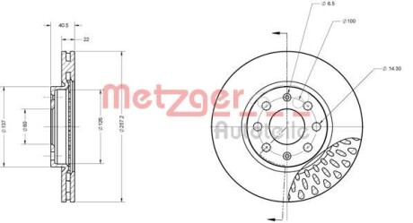 Тормозной диск передний вентилируемый METZGER 6110075