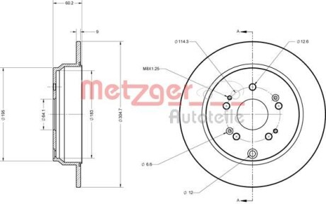 Тормозной диск задний невентилируемый METZGER 6110265