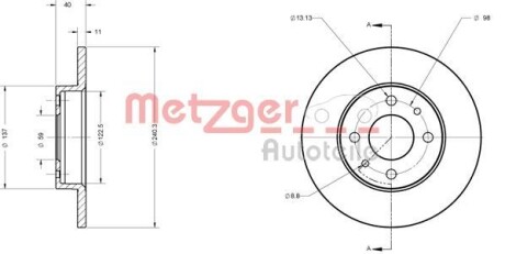 Диск тормозной METZGER 6110585