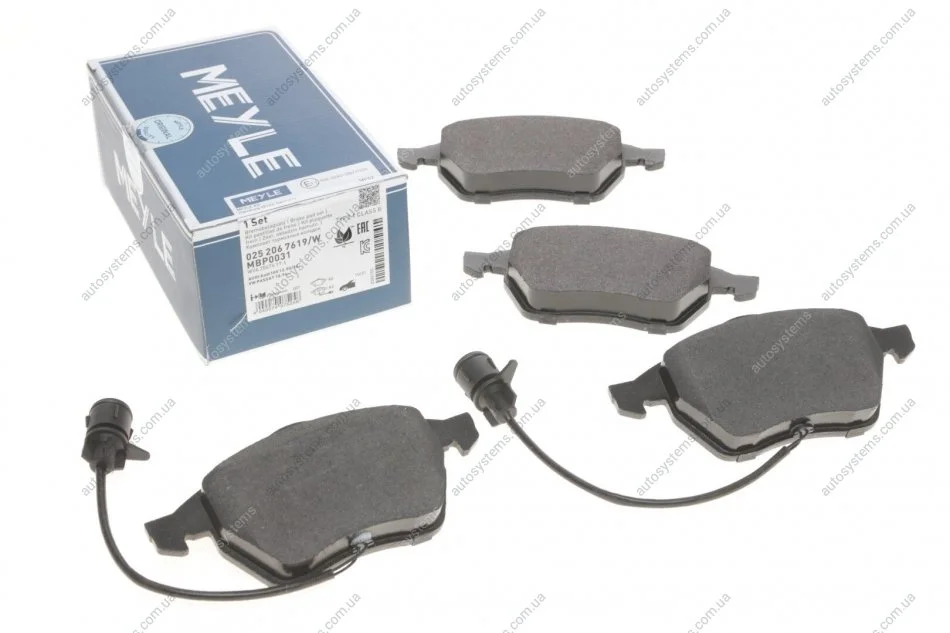 Колодки гальмівні (передні) Audi 100 91-94/A6 94-97 (з датчиками) MEYLE 025 206 7619/W (фото 1)