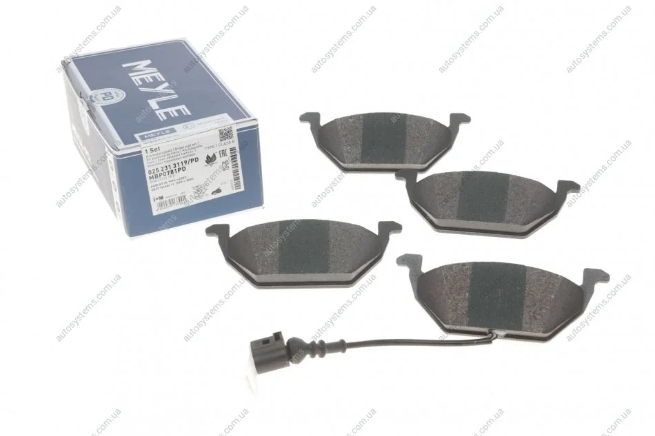 Гальмівні колодки к-т з датчиком MEYLE 0252313119PD (фото 1)