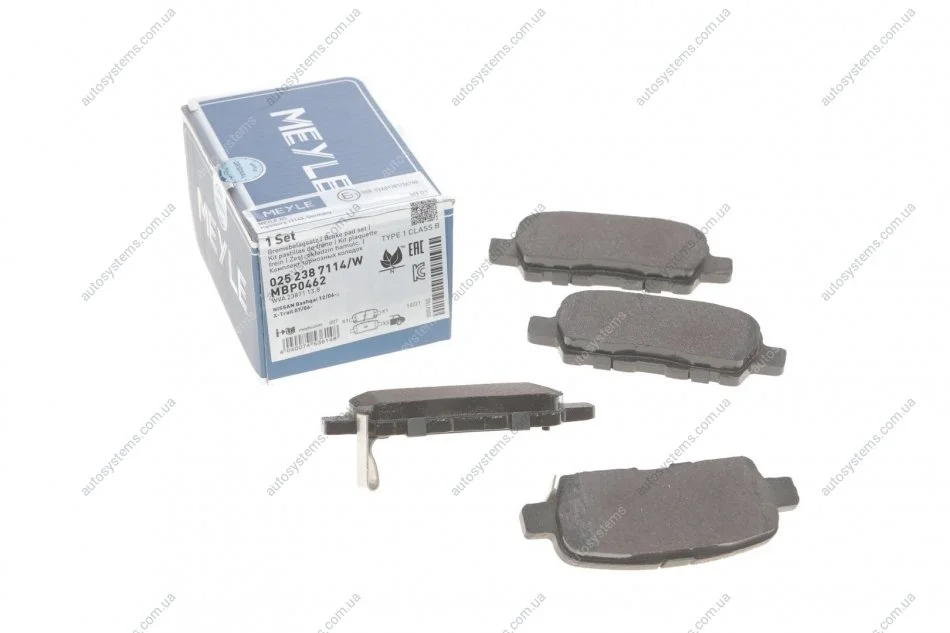 Колодки гальмівні (задні) Renault Koleos/Nissan Juke/Qashqai/X-Trail/Suzuki 08- (Akebono) MEYLE 025 238 7114/W (фото 1)