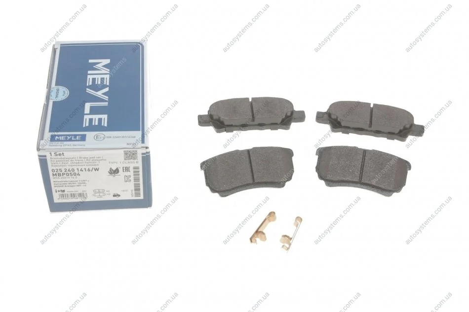 Колодки гальмівні (задні) Mitsubishi Outlander/Lancer 01- (Akebono) MEYLE 025 240 1416/W (фото 1)