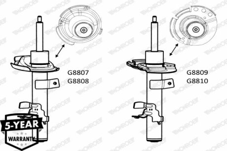 Амортизатор подвески передний левый газомасляный Original MONROE G8808