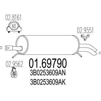 Глушитель, задняя часть MTS 01.69790