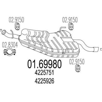 Глушитель, задняя часть MTS 01.69980