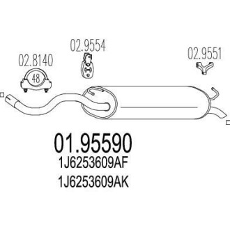 Глушитель, задняя часть MTS 01.95590