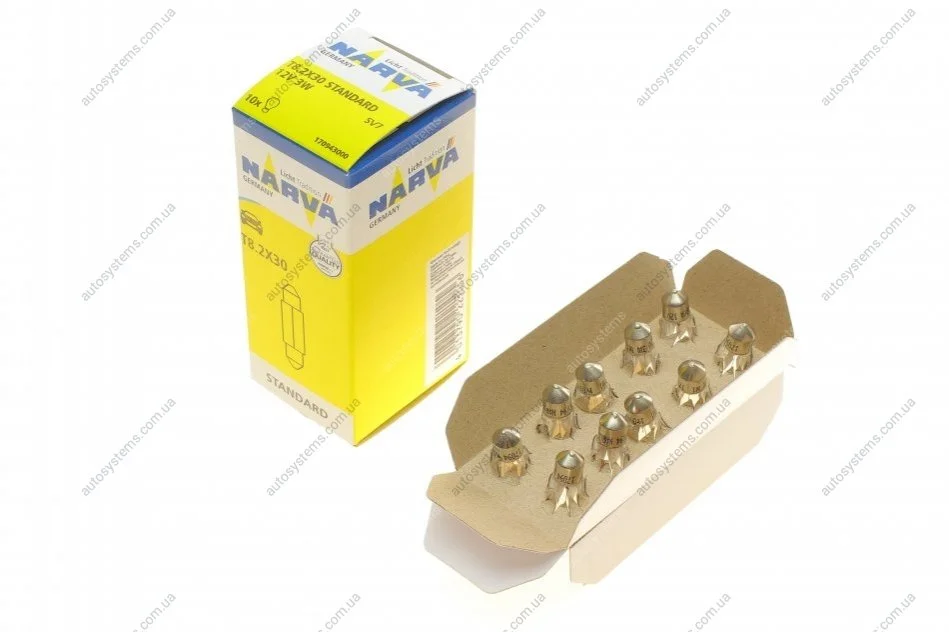 Автолампа C3W 12V 3W SV7 Standard (8x28mm) NARVA 170943000 (фото 1)