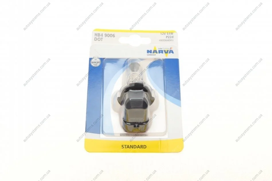 Автолампа HB4/9006 12V 51W P22d (Американські типи) (блістер/1шт) NARVA 480064000 (фото 1)