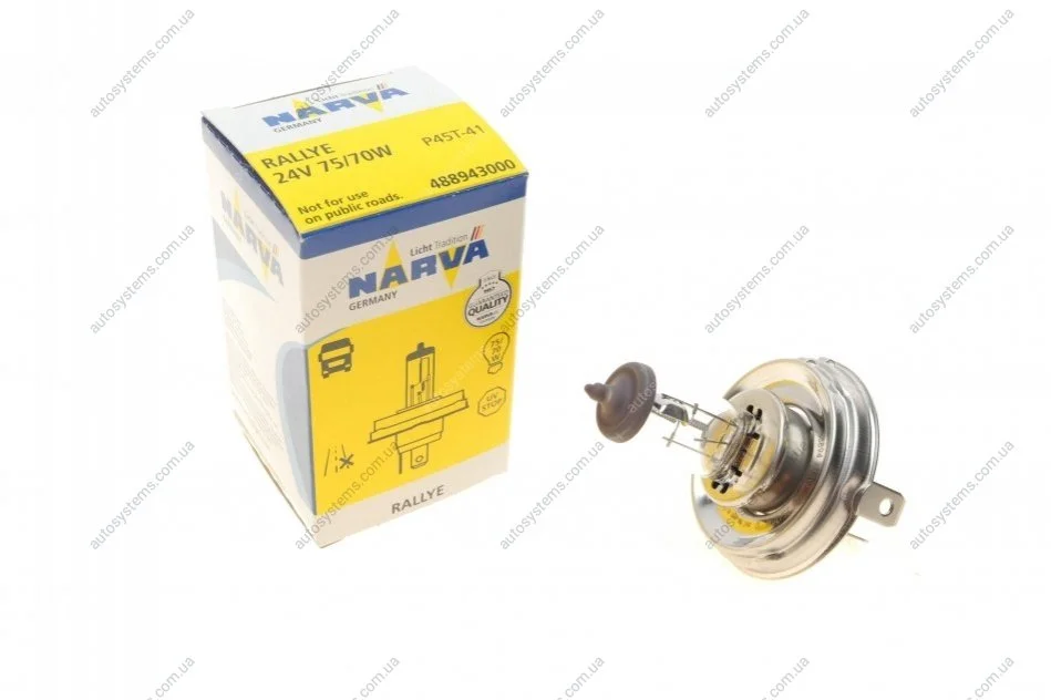 Автолампа H4 24V 75/70W P45t Rallye NARVA 488943000 (фото 1)
