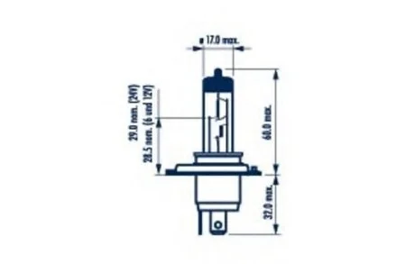 Лампа галогенная 12В H4 60/55Вт NARVA 98654