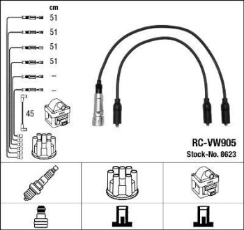 Провода высоковольтные, комплект NGK 8623