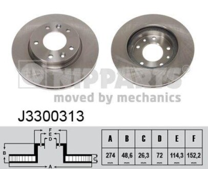 Тормозной диск передний вентилируемый NIPPARTS J3300313