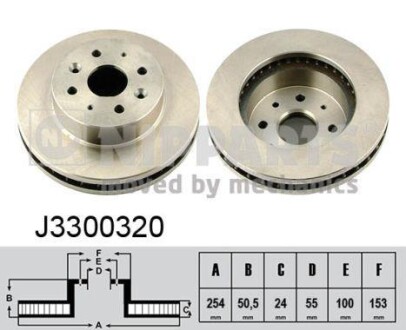 Тормозной диск передний вентилируемый NIPPARTS J3300320