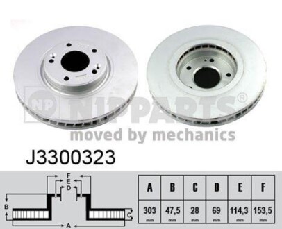 Тормозной диск передний вентилируемый NIPPARTS J3300323