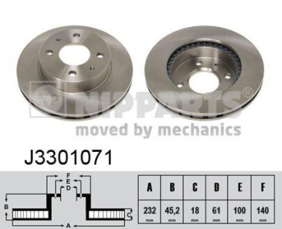 Тормозной диск передний вентилируемый NIPPARTS J3301071