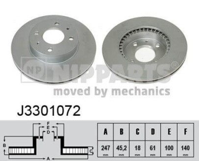 Тормозной диск передний вентилируемый NIPPARTS J3301072