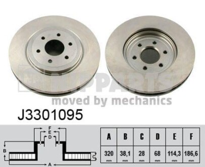 Тормозной диск передний вентилируемый NIPPARTS J3301095