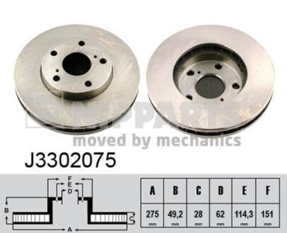 Тормозной диск передний вентилируемый NIPPARTS J3302075