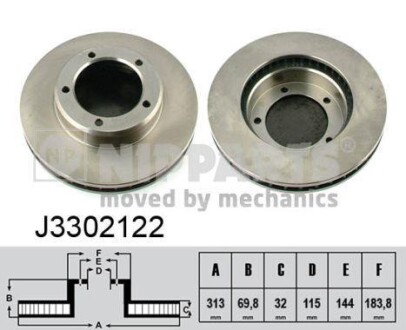 Тормозной диск передний вентилируемый NIPPARTS J3302122