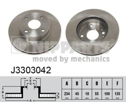 Тормозной диск передний вентилируемый NIPPARTS J3303042