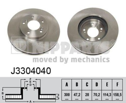 Тормозной диск передний вентилируемый NIPPARTS J3304040