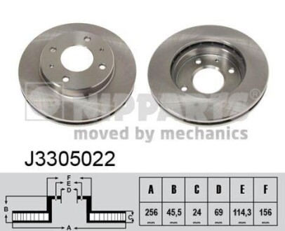 Тормозной диск передний вентилируемый NIPPARTS J3305022