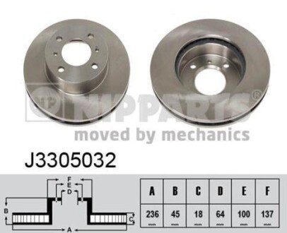 Тормозной диск передний вентилируемый NIPPARTS J3305032