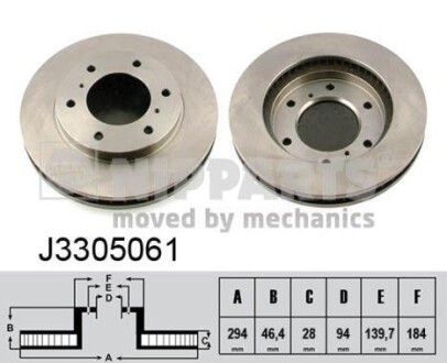 Тормозной диск передний вентилируемый NIPPARTS J3305061