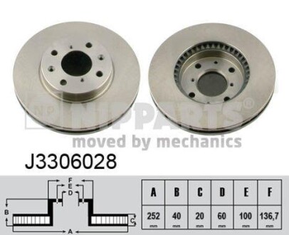 Тормозной диск передний вентилируемый NIPPARTS J3306028