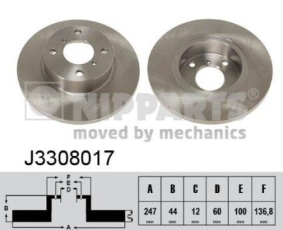 Тормозной диск передний невентилируемый NIPPARTS J3308017