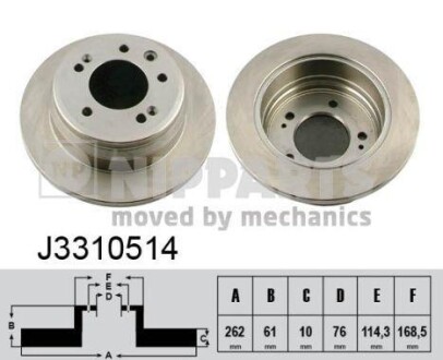Тормозной диск задний невентилируемый NIPPARTS J3310514