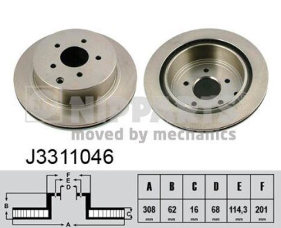 Тормозной диск задний вентилируемый NIPPARTS J3311046