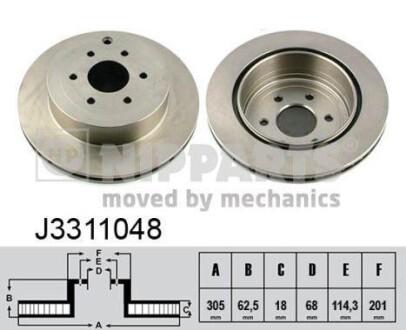 Тормозной диск задний вентилируемый NIPPARTS J3311048