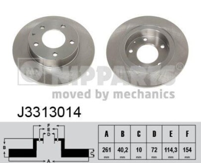 Тормозной диск задний невентилируемый NIPPARTS J3313014