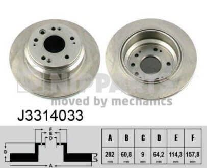 Тормозной диск задний невентилируемый NIPPARTS J3314033