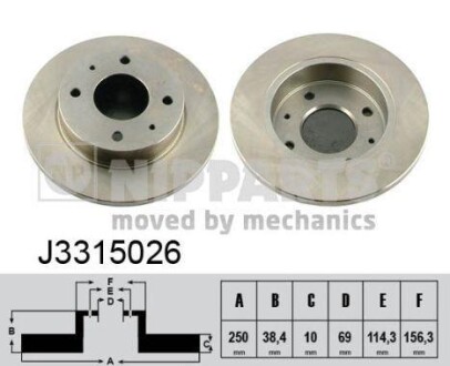 Тормозной диск задний невентилируемый NIPPARTS J3315026