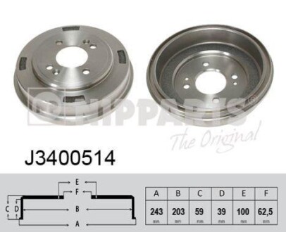 Тормозной барабан задний NIPPARTS J3400514