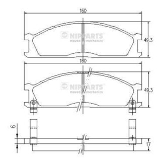 Тормозные колодки дисковые, комплект NIPPARTS J3601037