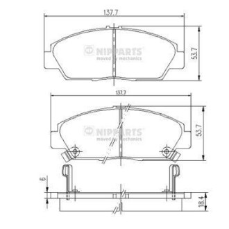 Тормозные колодки дисковые, комплект NIPPARTS J3604037