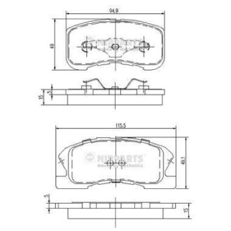 Тормозные колодки дисковые, комплект NIPPARTS J3606019