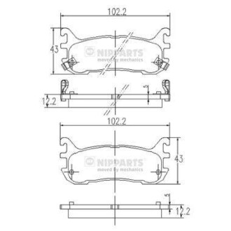 Тормозные колодки дисковые, комплект NIPPARTS J3613012